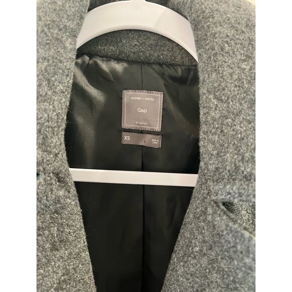 Gap Grey Women's Wool Blend Coat w/Black Leather Trim Size XS - Picture 4 of 6